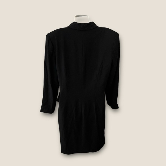 Vintage 90s Jacqueline Ferrar Coat Wrap Dress Black 14 - Picture 2 of 6